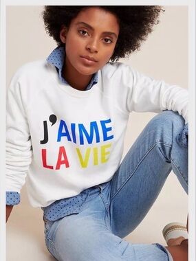 Clare V. Sweatshirt J’Aime La Vie size S